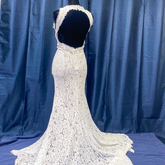 Whimsical Boho Wedding Gown Dress White Floral Lace Maxi Bride Love Everlasting - Picture 7 of 15